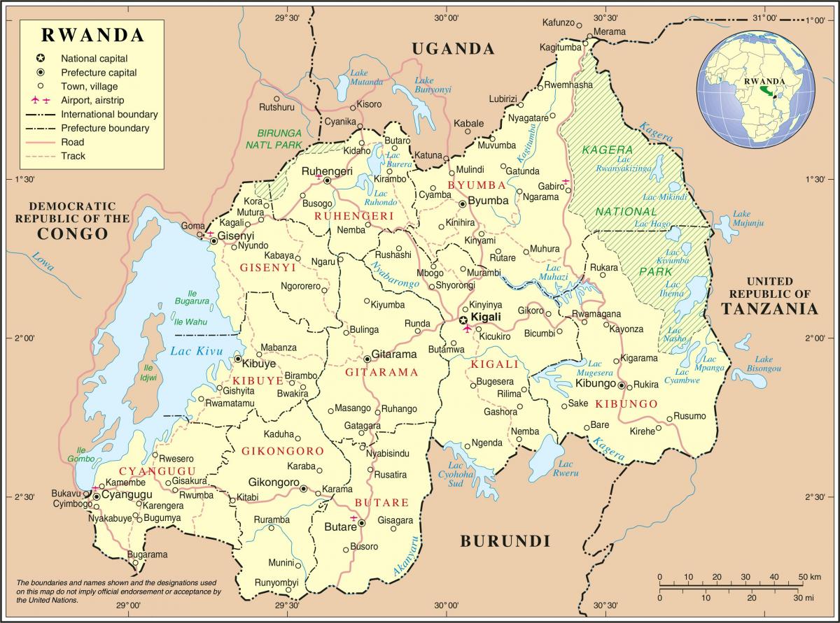 Karte der administrativen Landkarte von Ruanda