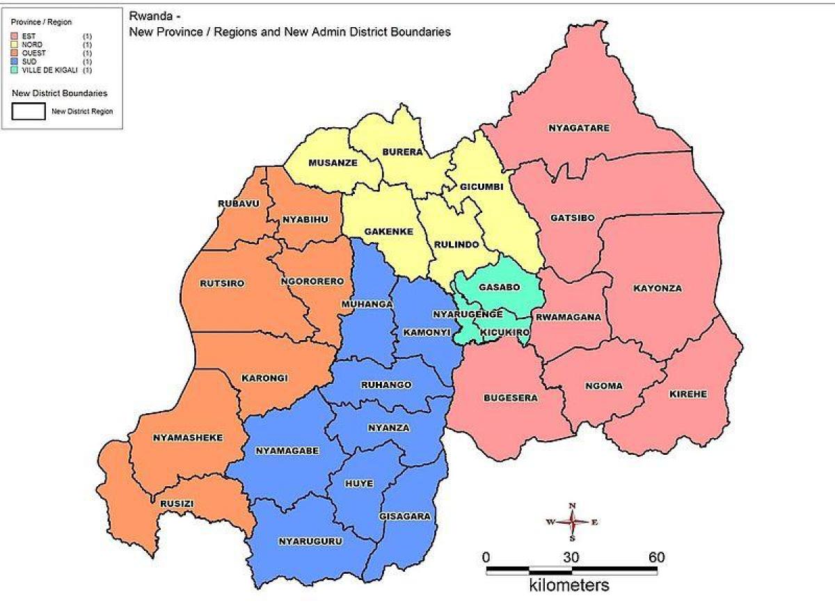 Karte von Ruanda Sektoren